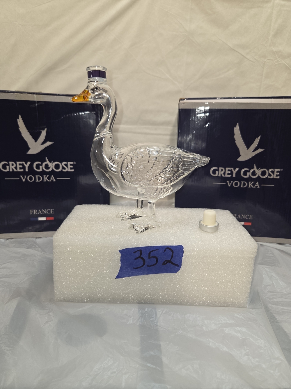 Clear Glass Goose Decanter with Yellow Beak - Branded Style